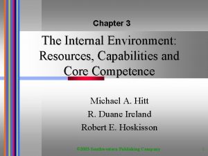 Chapter 3 The Internal Environment Resources Capabilities and