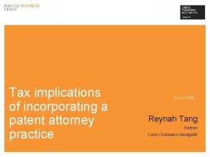 Tax implications of incorporating a patent attorney practice