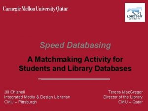 Speed Databasing A Matchmaking Activity for Students and