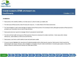 TOWER HAMLETS JSNA SPOTLIGHT ON Food Poverty October