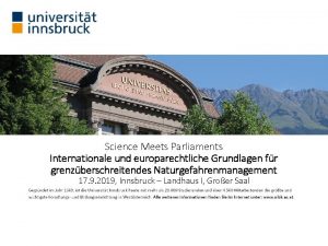 Science Meets Parliaments Internationale und europarechtliche Grundlagen fr