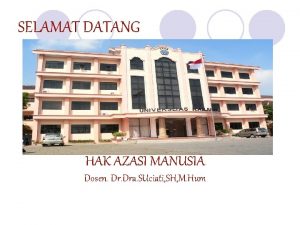 SELAMAT DATANG HAK AZASI MANUSIA Dosen Dra SUciati