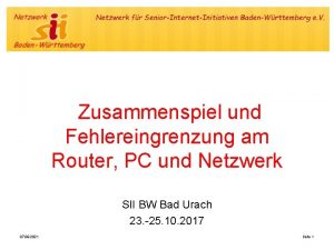 Zusammenspiel und Fehlereingrenzung am Router PC und Netzwerk