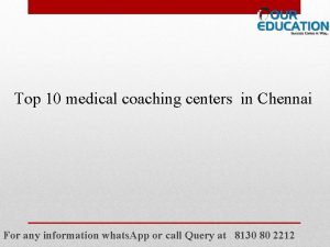 Top 10 medical coaching centers in Chennai For