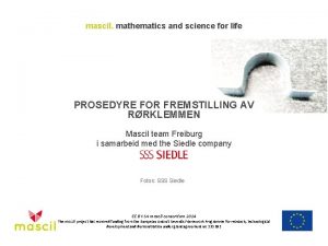 mascil mathematics and science for life PROSEDYRE FOR