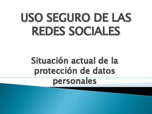 USO SEGURO DE LAS REDES SOCIALES Situacin actual