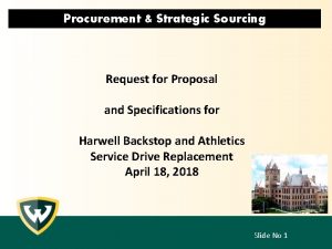 Procurement Strategic Sourcing Request for Proposal and Specifications