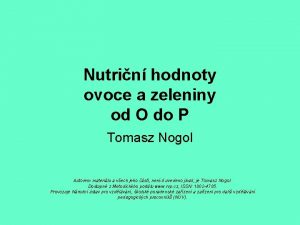 Nutrin hodnoty ovoce a zeleniny od O do