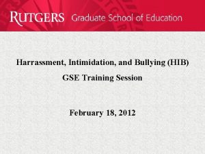 Harrassment Intimidation and Bullying HIB GSE Training Session