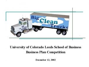 University of Colorado Leeds School of Business Plan