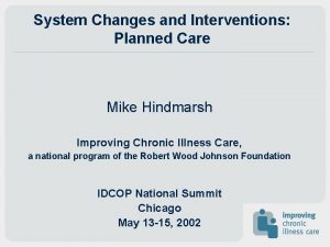 System Changes and Interventions Planned Care Mike Hindmarsh