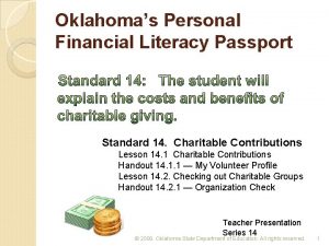 Oklahomas Personal Financial Literacy Passport Standard 14 Charitable