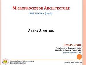 MICROPROCESSOR ARCHITECTURE UOP S E COMP SEMII ARRAY