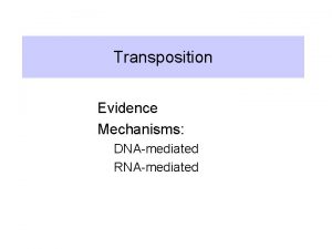 Transposition Evidence Mechanisms DNAmediated RNAmediated Transposable elements Mobile