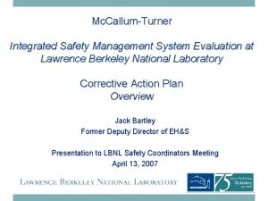Mc CallumTurner Integrated Safety Management System Evaluation at