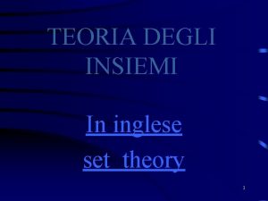 TEORIA DEGLI INSIEMI In inglese set theory 1