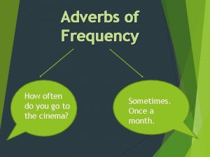 Adverbs of Frequency How often do you go