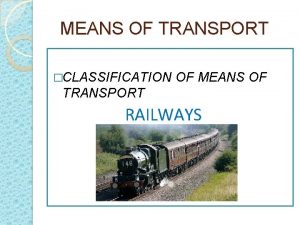 Classification of means of transport