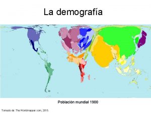 La demografa Poblacin mundial 1900 Tomado de The