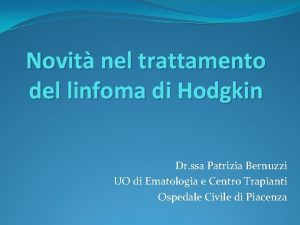 Novit nel trattamento del linfoma di Hodgkin Dr