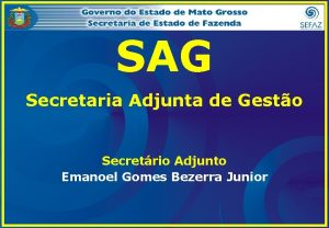 SAG Secretaria Adjunta de Gesto Secretrio Adjunto Emanoel