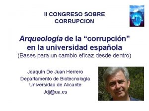 II CONGRESO SOBRE CORRUPCION Arqueologa de la corrupcin