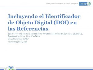 Incluyendo el Identificador de Objeto Digital DOI en