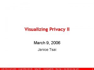Visualizing Privacy II March 9 2006 Janice Tsai