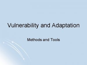 Vulnerability and Adaptation Methods and Tools GIS temporal