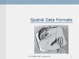Spatial Data Formats CS 128ES 228 Lecture 4