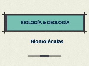 BIOLOGA GEOLOGA Biomolculas Carbohidratos Lpidos Biomolculas Protenas cidos