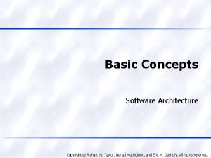 Basic Concepts Software Architecture Copyright Richard N Taylor