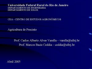 Universidade Federal Rural do Rio de Janeiro DEPARTAMENTO