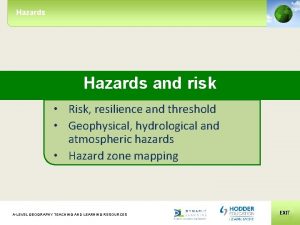 Hazards and risk Risk resilience and threshold Geophysical
