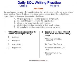 Daily SOL Writing Practice Grade 8 Week 10