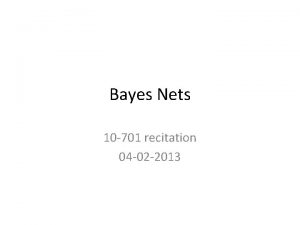 Bayes Nets 10 701 recitation 04 02 2013