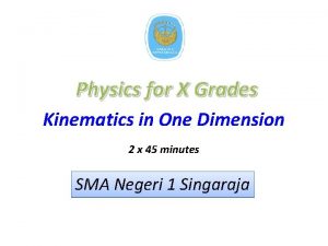 Physics for X Grades Kinematics in One Dimension
