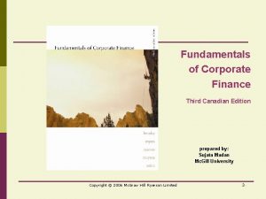 Fundamentals of Corporate Finance Third Canadian Edition prepared