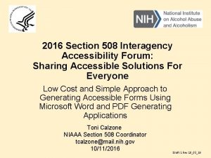 2016 Section 508 Interagency Accessibility Forum Sharing Accessible