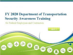 FY 2020 Department of Transportation Security Awareness Training