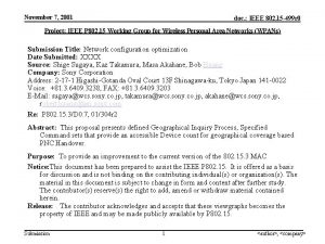 November 7 2001 doc IEEE 802 15 499