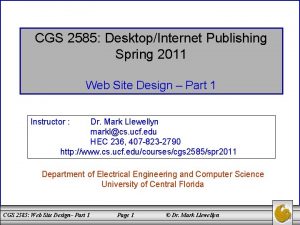 CGS 2585 DesktopInternet Publishing Spring 2011 Web Site