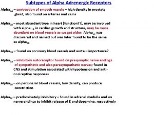 Subtypes of Alpha Adrenergic Receptors Alpha 1 A