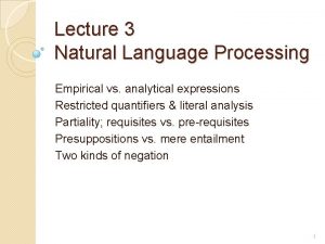 Lecture 3 Natural Language Processing Empirical vs analytical