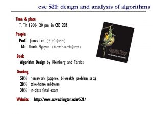 cse 521 design and analysis of algorithms Time