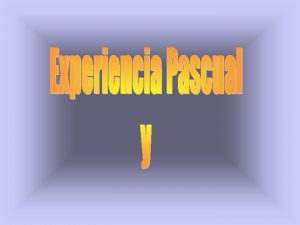 Bajo la expresin experiencia pascual podramos distinguir lo