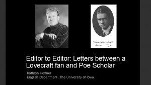 Editor to Editor Letters between a Lovecraft fan