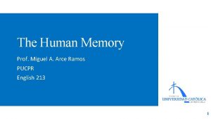 The Human Memory Prof Miguel A Arce Ramos