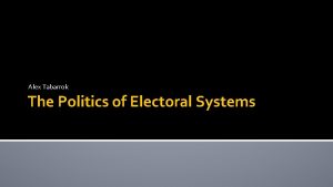 Alex Tabarrok The Politics of Electoral Systems Geography