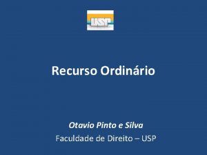 Recurso Ordinrio Otavio Pinto e Silva Faculdade de